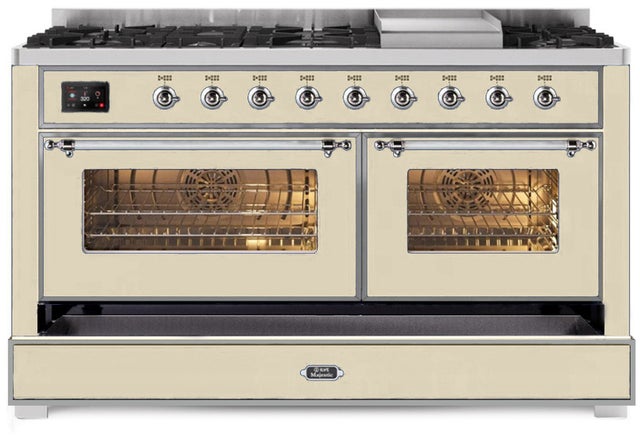 Ilve UM15FDNS3AWC 60" Dual Fuel Range with Double Ovens, 5.02 cu ft ...