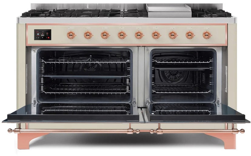 Ilve UM15FDNS3AWPLP 60" Dual Fuel Range with Double Ovens, 5.02 cu ft ...