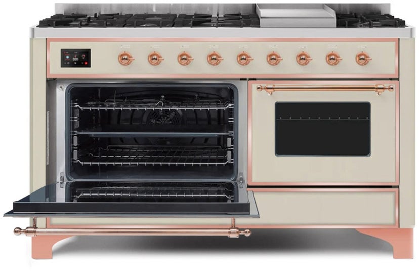 Ilve UM15FDNS3AWPLP 60" Dual Fuel Range with Double Ovens, 5.02 cu ft ...