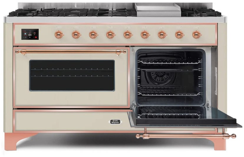 Ilve UM15FDNS3AWPLP 60" Dual Fuel Range with Double Ovens, 5.02 cu ft ...