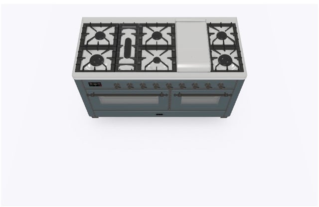 Ilve UM15FDNS3BGB 60" Dual Fuel Range with Double Ovens, 5.02 cu ft ...