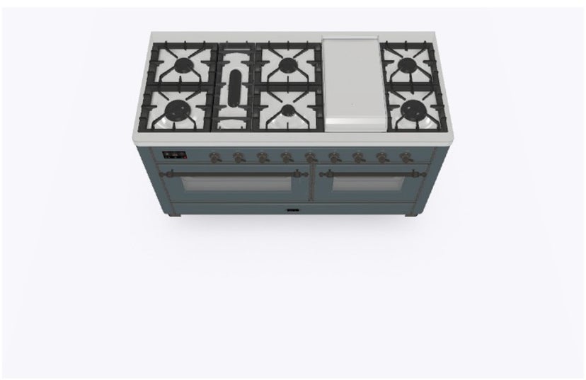 Ilve UM15FDNS3BGB 60" Dual Fuel Range with Double Ovens, 5.02 cu ft ...