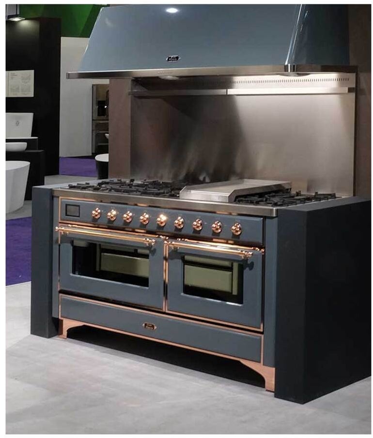 Ilve UM15FDNS3BGP 60" Dual Fuel Range with Double Ovens, 5.02 cu ft ...