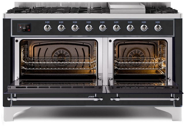 Ilve UM15FDNS3BKC 60" Dual Fuel Range with Double Ovens, 5.02 cu ft ...