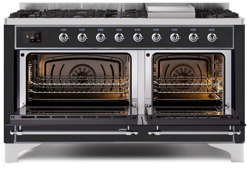 Ilve UM15FDNS3BKC 60" Dual Fuel Range with Double Ovens, 5.02 cu ft ...