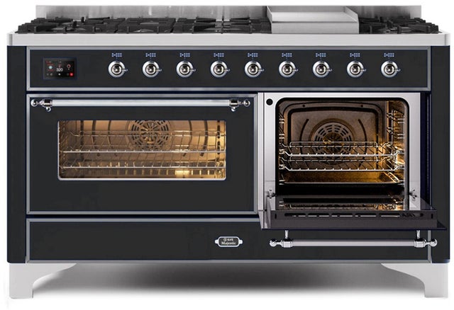 Ilve UM15FDNS3BKC 60" Dual Fuel Range with Double Ovens, 5.02 cu ft ...