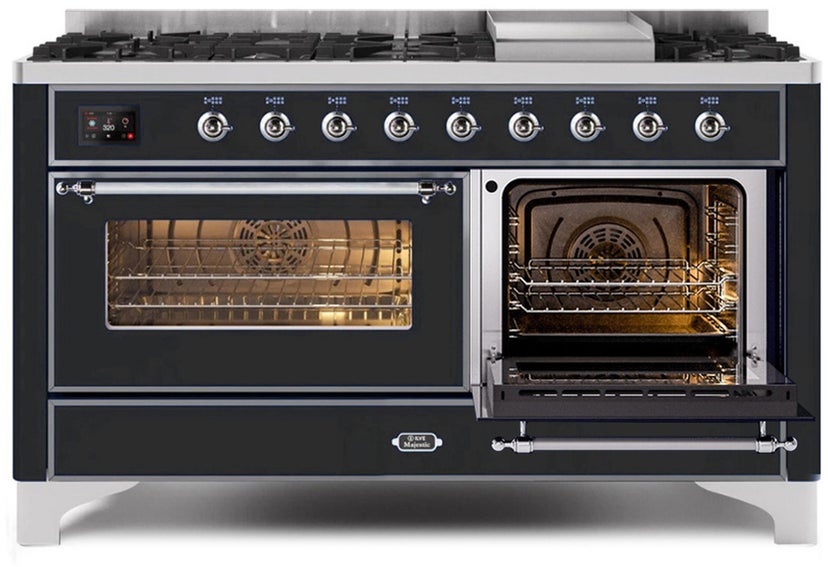 Ilve UM15FDNS3BKC 60" Dual Fuel Range with Double Ovens, 5.02 cu ft ...
