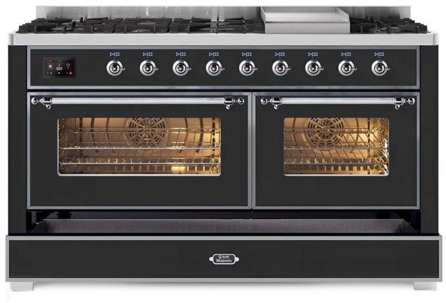 Ilve UM15FDNS3BKC 60" Dual Fuel Range with Double Ovens, 5.02 cu ft ...