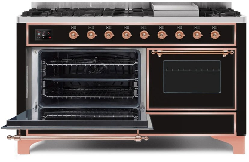 Ilve UM15FDNS3BKPLP 60" Dual Fuel Range with Double Ovens, 5.02 cu ft ...