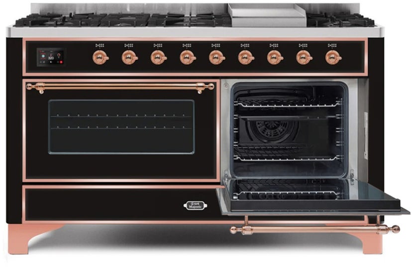 Ilve UM15FDNS3BKPLP 60" Dual Fuel Range with Double Ovens, 5.02 cu ft ...