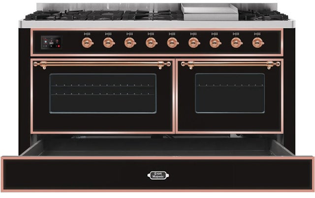 Ilve UM15FDNS3BKPLP 60" Dual Fuel Range with Double Ovens, 5.02 cu ft ...