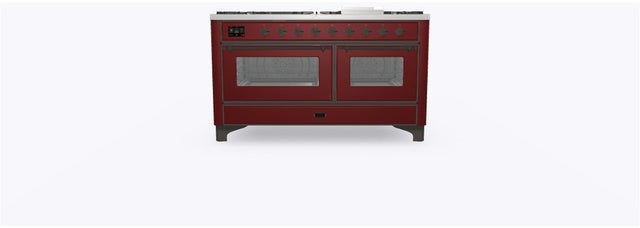 Ilve UM15FDNS3BUBLP 60" Dual Fuel Range with Double Ovens, 5.02 cu ft ...