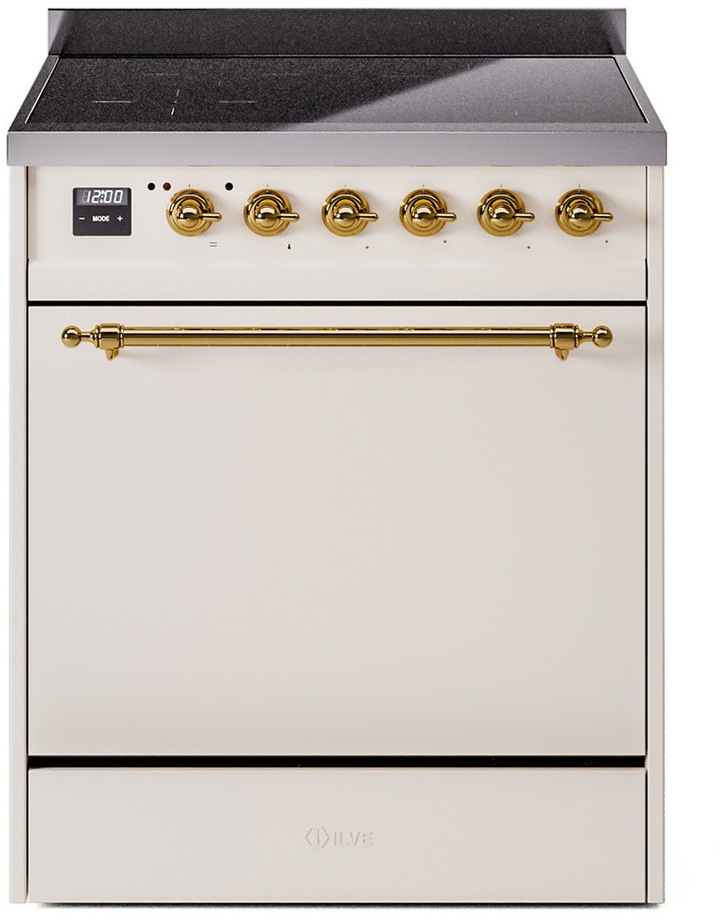 Ilve UPI304QNMPAWG Antique White With Brass Trim