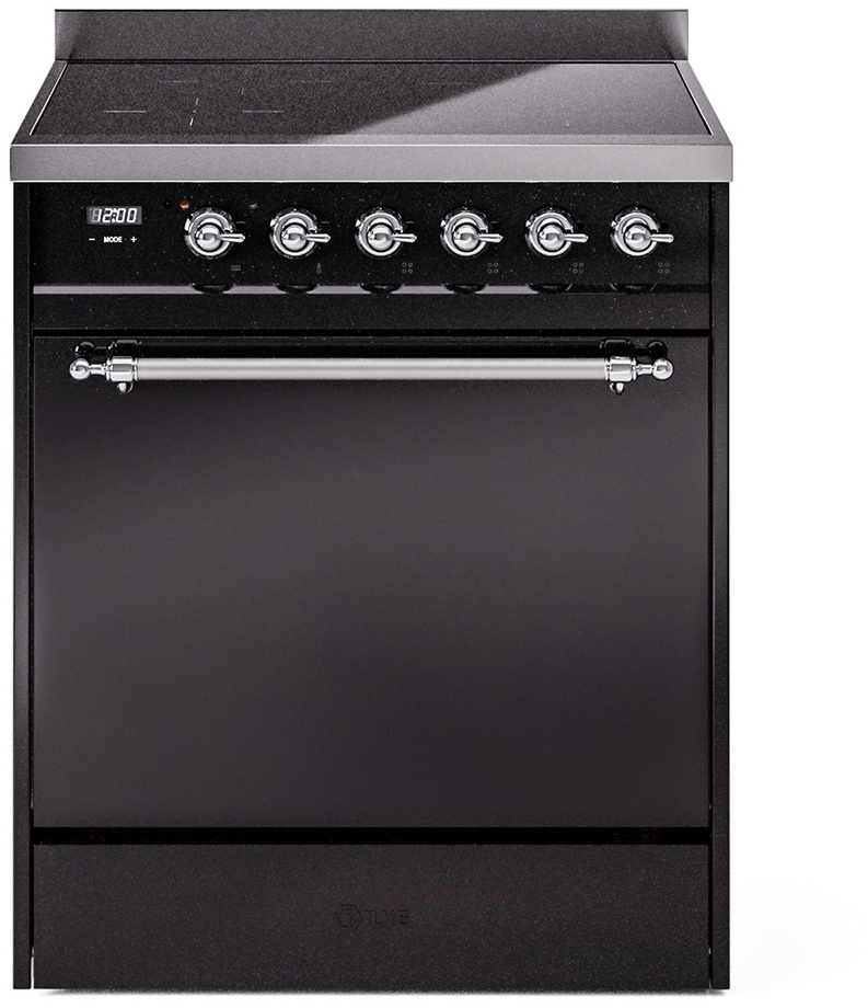 Ilve UPI304QNMPBKC Glossy Black With Chrome Trim