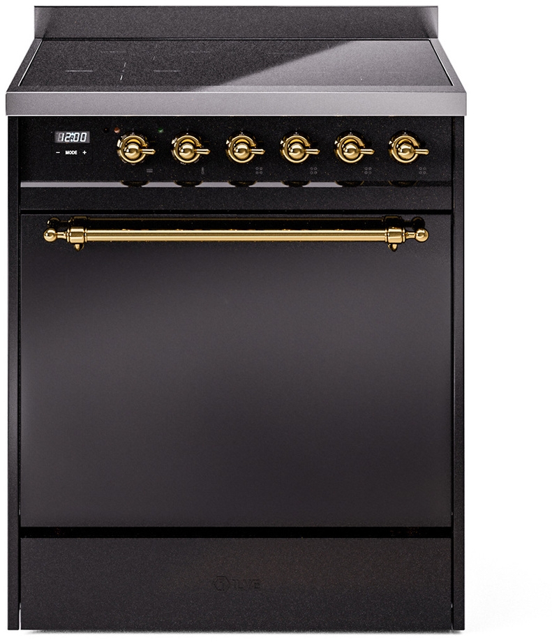 Ilve UPI304QNMPBKG Glossy Black With Brass Trim