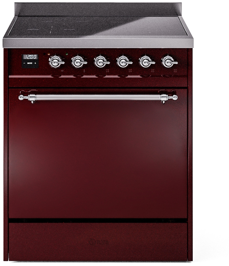 Ilve UPI304QNMPBUC Burgundy With Chrome Trim