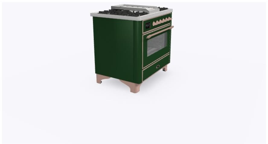 Ilve UM09FDNS3EGPLP Liquid Propane In Emerald Green W/ Copper Trim