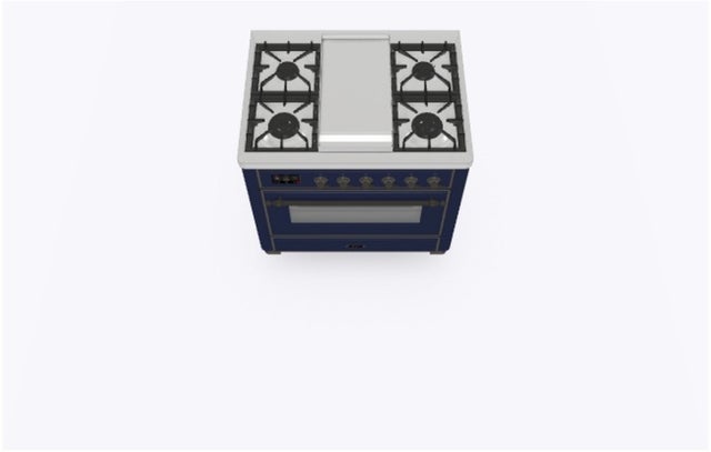 Ilve UM09FDNS3MBB 36" Dual Fuel Freestanding Range w/ 6 Sealed Burne...