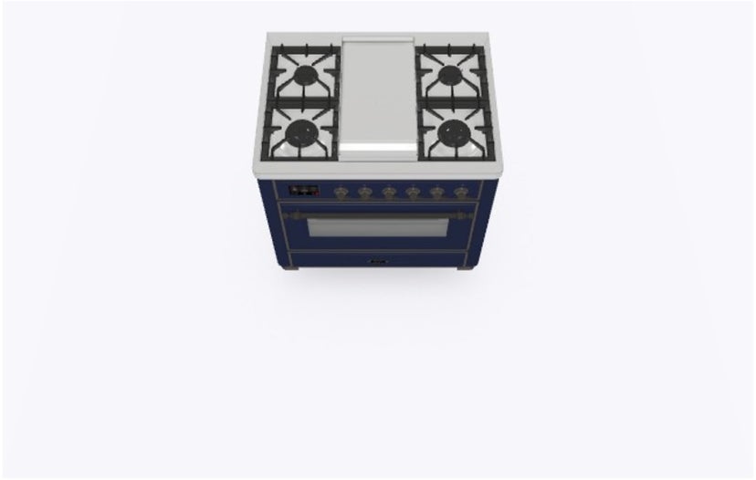 Ilve UM09FDNS3MBB 36" Dual Fuel Freestanding Range w/ 6 Sealed Burne...