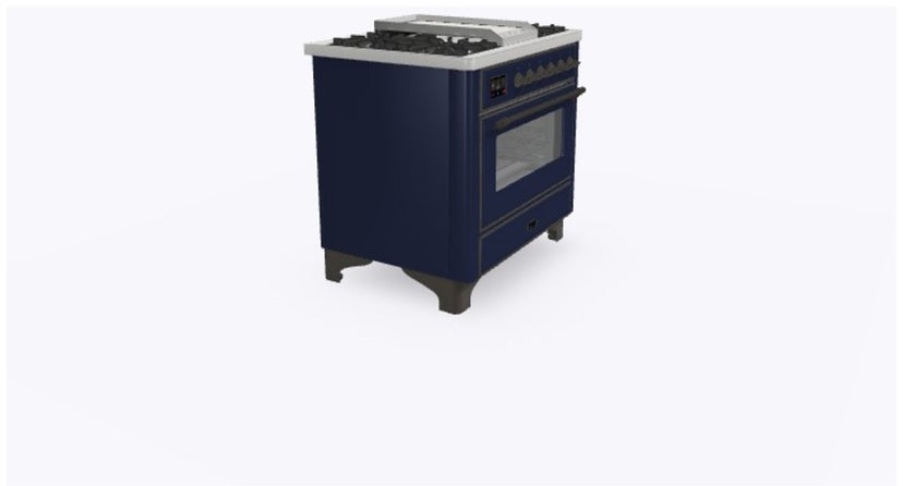 Ilve UM09FDNS3MBB 36" Dual Fuel Freestanding Range w/ 6 Sealed Burne...
