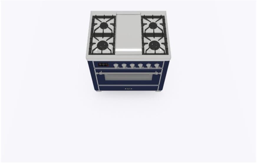 Ilve UM09FDNS3MBCLP Liquid Propane In Midnight Blue W/ Chrome Trim