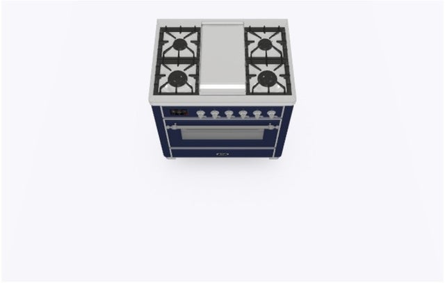 Ilve UM09FDNS3MBCLP 36" Dual Fuel Freestanding Range w/ 6 Sealed Burne...