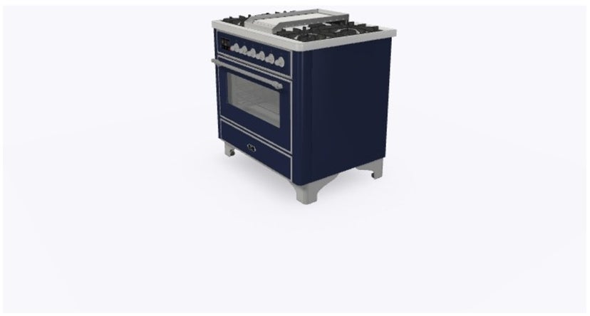 Ilve UM09FDNS3MBCLP 36" Dual Fuel Freestanding Range w/ 6 Sealed Burne...