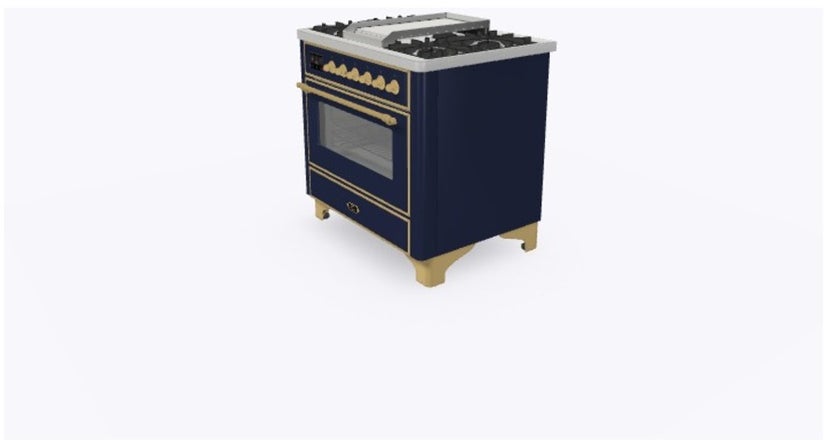 Ilve UM09FDNS3MBGLP 36" Dual Fuel Freestanding Range w/ 6 Sealed Burne...