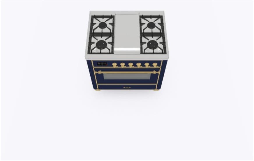 Ilve UM09FDNS3MBG Natural Gas In Midnight Blue W/ Brass Trim