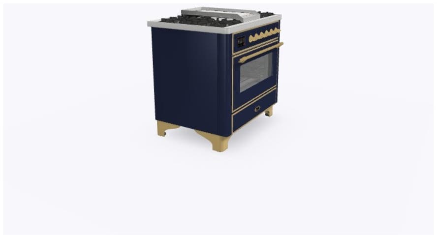 Ilve UM09FDNS3MBG Natural Gas In Midnight Blue W/ Brass Trim