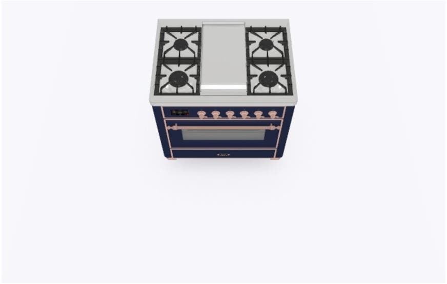 Ilve UM09FDNS3MBPLP Liquid Propane In Midnight Blue W/ Copper Trim
