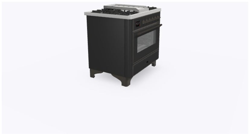 Ilve UM09FDNS3MGB 36" Dual Fuel Freestanding Range w/ 6 Sealed Burne...