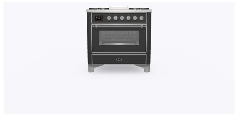 Ilve UM09FDNS3MGC 36" Dual Fuel Freestanding Range w/ 6 Sealed Burne...