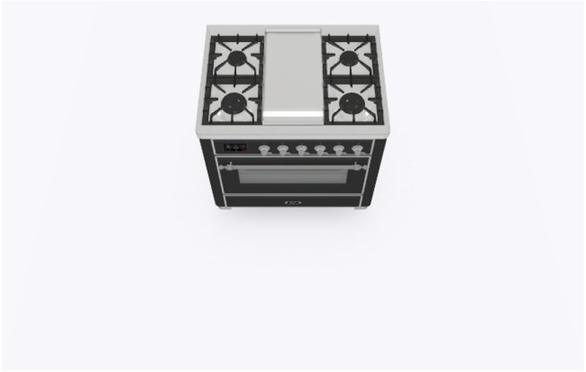Ilve UM09FDNS3MGC 36" Dual Fuel Freestanding Range w/ 6 Sealed Burne...