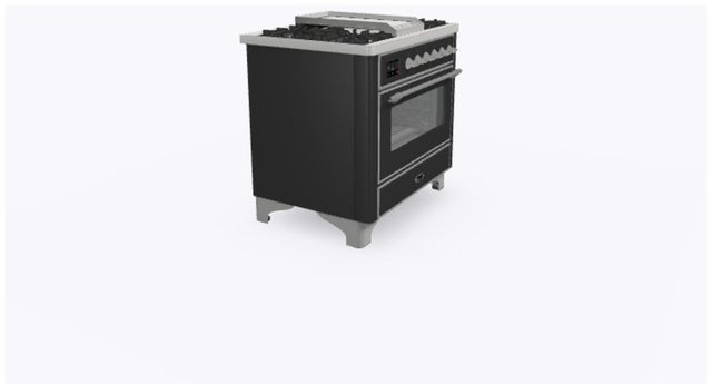 Ilve UM09FDNS3MGC 36" Dual Fuel Freestanding Range w/ 6 Sealed Burne...