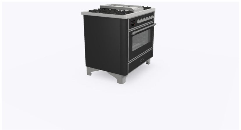 Ilve UM09FDNS3MGC 36" Dual Fuel Freestanding Range w/ 6 Sealed Burne...