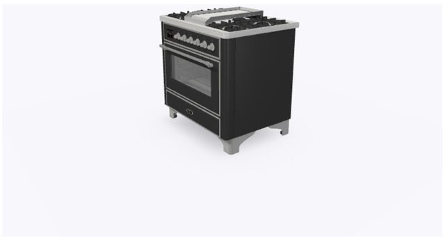 Ilve UM09FDNS3MGC 36" Dual Fuel Freestanding Range w/ 6 Sealed Burne...