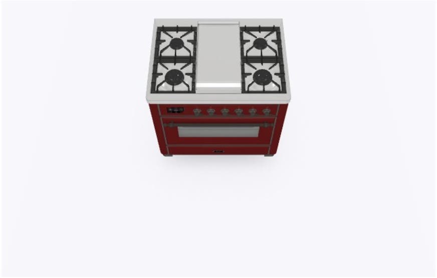 Ilve UM09FDNS3BUBLP Liquid Propane In Burgundy W/ Bronze Trim