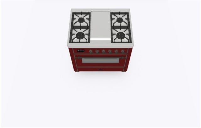 Ilve UM09FDNS3BUBLP 36" Dual Fuel Freestanding Range w/ 6 Sealed Burne...