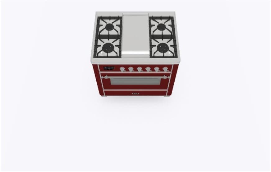 Ilve UM09FDNS3BUC Natural Gas In Burgundy W/ Chrome Trim