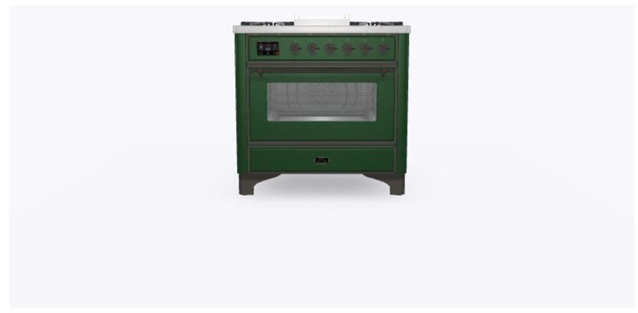 Ilve UM09FDNS3EGB Natural Gas In Emerald Green W/ Bronze Trim