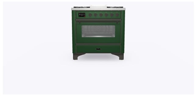 Ilve UM09FDNS3EGB 36" Dual Fuel Freestanding Range w/ 6 Sealed Burne...