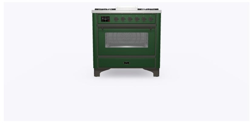 Ilve UM09FDNS3EGB 36" Dual Fuel Freestanding Range w/ 6 Sealed Burne...