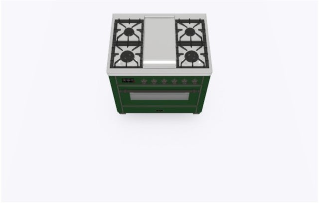 Ilve UM09FDNS3EGB 36" Dual Fuel Freestanding Range w/ 6 Sealed Burne...
