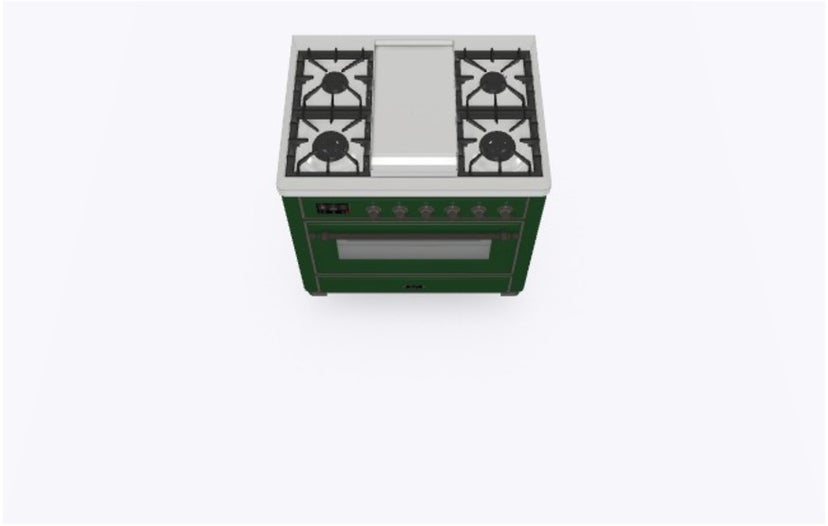 Ilve UM09FDNS3EGB 36" Dual Fuel Freestanding Range w/ 6 Sealed Burne...