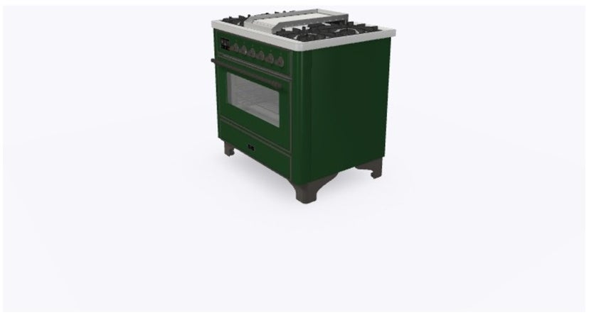 Ilve UM09FDNS3EGB 36" Dual Fuel Freestanding Range w/ 6 Sealed Burne...