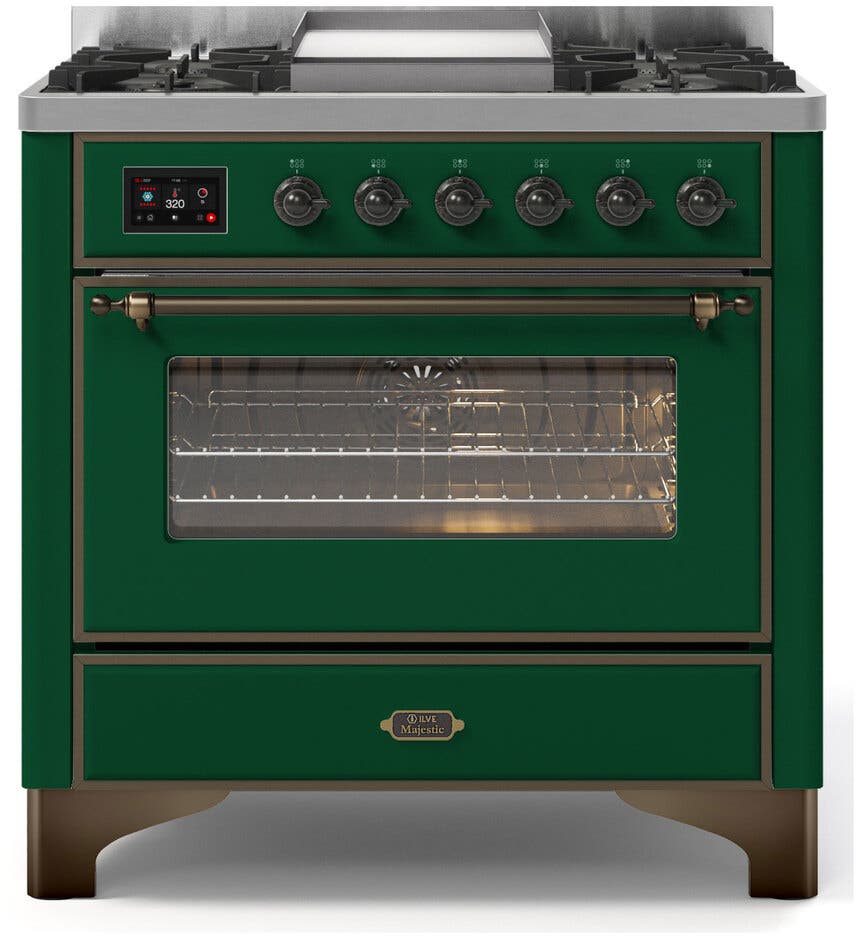 Ilve UM09FDNS3EGB Natural Gas In Emerald Green W/ Bronze Trim