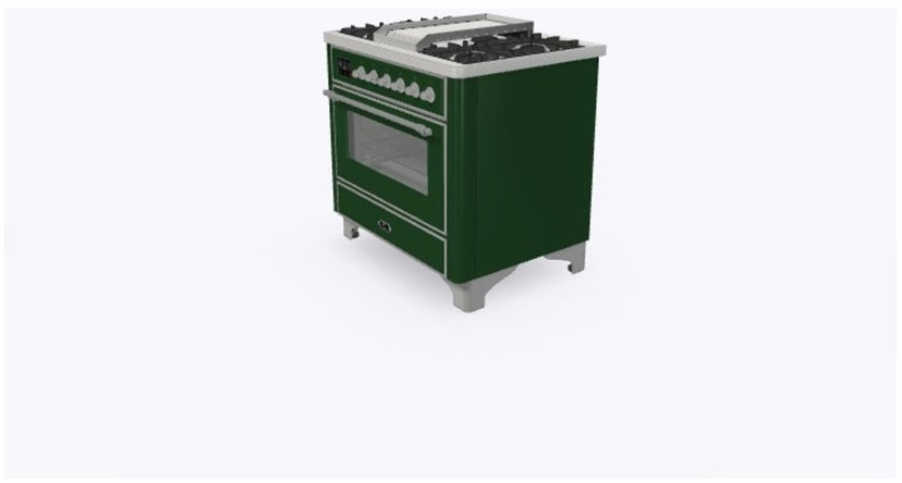 Ilve UM09FDNS3EGC 36" Dual Fuel Freestanding Range w/ 6 Sealed Burne...