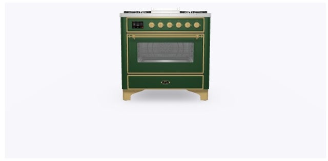 Ilve UM09FDNS3EGG 36" Dual Fuel Freestanding Range w/ 6 Sealed Burne...