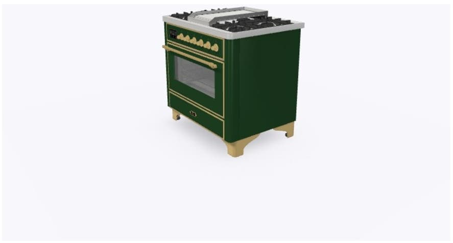 Ilve UM09FDNS3EGG Natural Gas In Emerald Green W/ Brass Trim